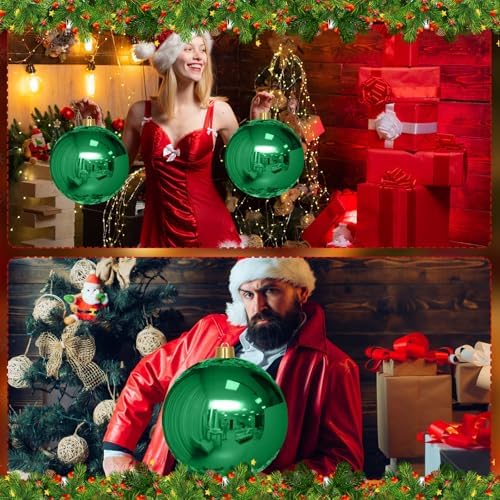 Jerify 2 Pcs 12" Large Christmas Ball Ornaments,Green