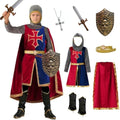 8 Pcs Medieval Kids Knight Costume for Boys and Girls with Cape Shield Sword