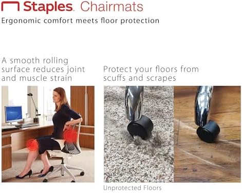 Staples Office Chair Mat, Clear, Hard Floors, 48x36 Inch, Textured