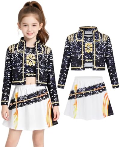 Pop Star Costume Kids Girls Golden Stage Outfit Halloween Costume Accessory