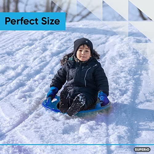 Superio Round Snow Saucer Sled- 24" Plastic Disc Sled for Kids and Adults- Heavy Duty Sled with Handles for Downhill Sledding, Winter Outdoor Sports