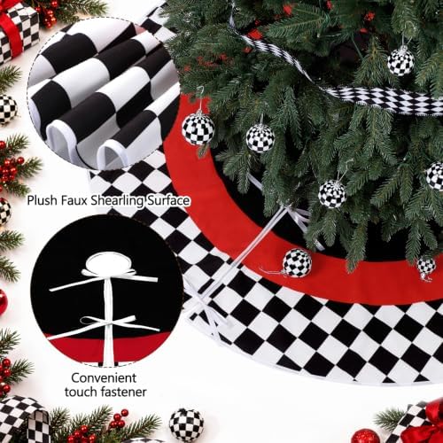 Sosation 29 Pcs Black White Checkered Christmas Tree Decor Complete Set