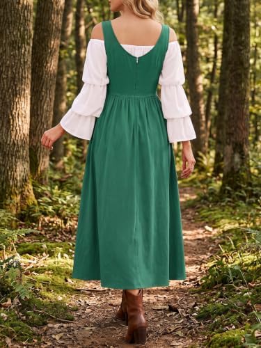 Wenrine Renaissance Costume Womens Lace Up Corset Halloween Medieval Dress