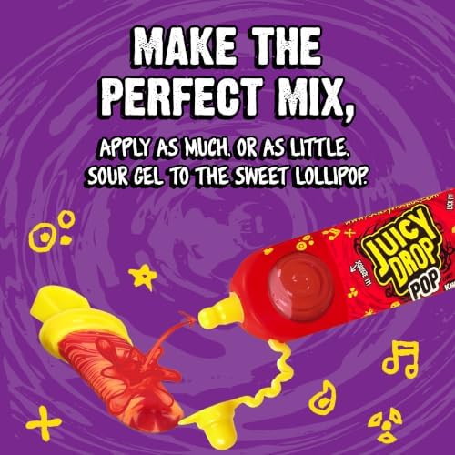 Juicy Drop Sour Candy Lollipops 9 Ct Sweet Lollipops with Sour Gel