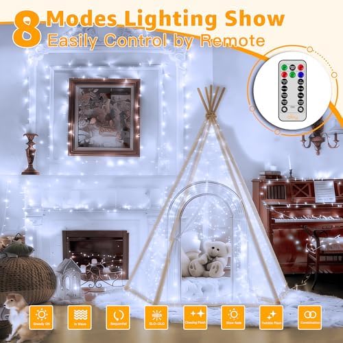 Ollny 262FT 800LED White Christmas Lights Outdoor Indoor Plug in