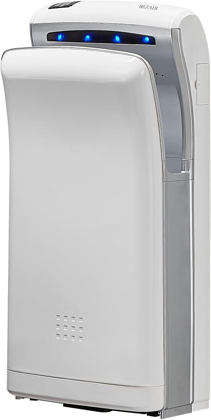 Commercial Vertical Hand Dryer HEPA Filtered 1800W Dual Blade Air Wall Mounted Hand Dryers for Bathrooms Automatic High-Speed White
