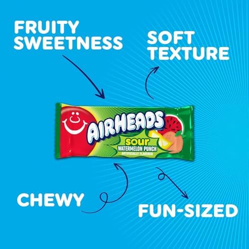Airheads Mini SOURS Candy Bars, Variety Pack, 10 Ounce Bag