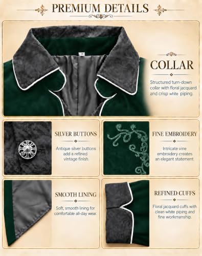 SIAEAMRG Mens Renaissance Pirate Halloween Costume Vampire Jackets Tailcoat