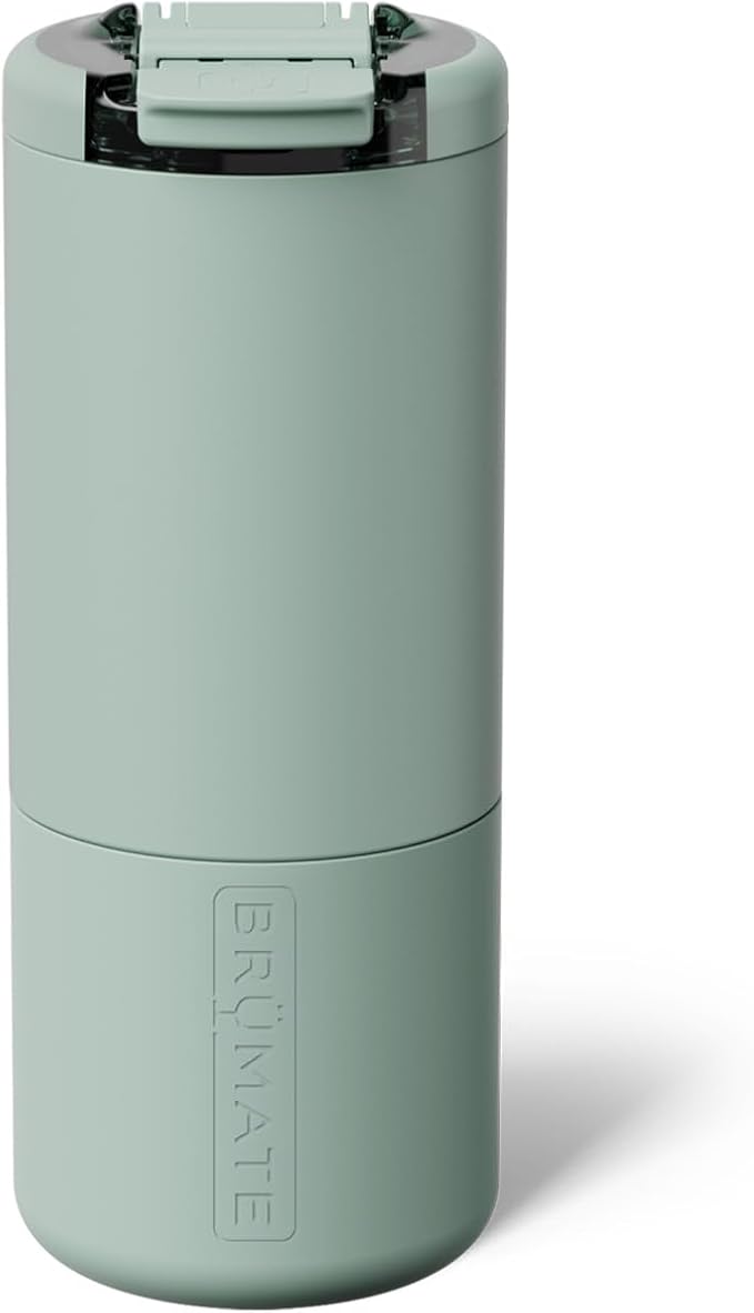 BrüMate Strova 18oz 100% Leakproof Insulated Coffee Mug | Ceramic-Lined Interior | Built-In Silicone Sleeve for Travel | Locking Flip Lid (Sage)