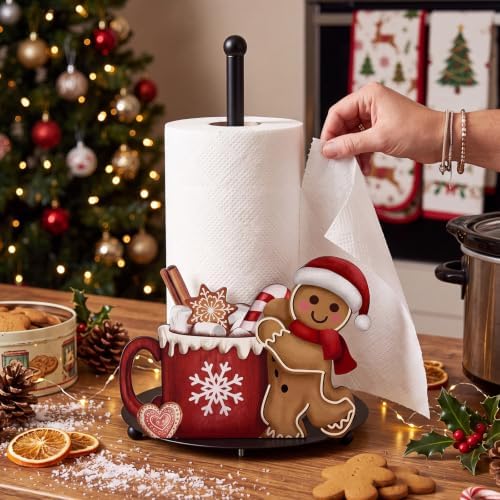 Christmas Paper Towel Holder, Gingerbread Man Kitchen Stand Decor