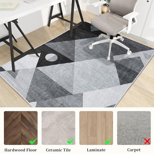 Office Chair Mat for Hardwood Floor, 72"x48" Easy Glide Computer Desk Mat Protector for Rolling Chair Under Desk Rug Nonslip Backing, Machine Wash, (Modern)