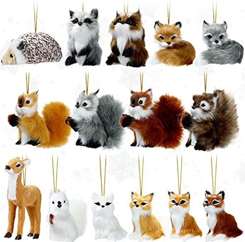 Skylety 15 Pcs Woodland Animal Ornaments Bulk,Various Animals