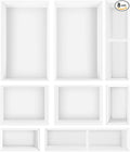 Bamboo Drawer Organizer Set, 8 PCS White Multi-Use Wood Drawer Storage Kitchen Boxes, Junk Drawer Organizer Divider Bins for Bathroom, Office Desk, Makeup, Jewelry, Utensils