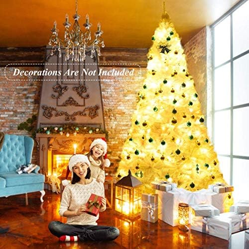 White Artificial Christmas Tree, 9FT Artificial Pine Tree w/Premium PVC Needles & Solid Metal Stand, Easy Assembly, for Indoor & Outdoor Use