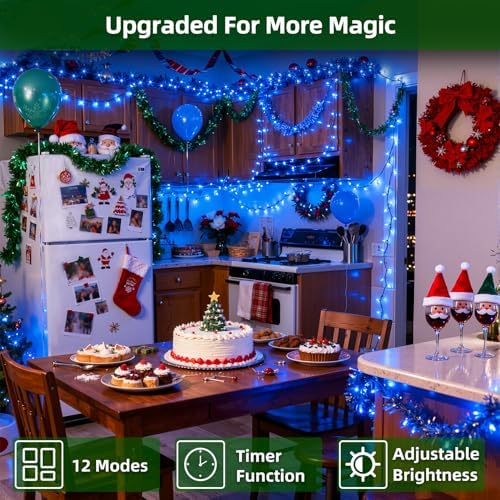 QUHUATU 750 LED 240FT Christmas String Lights, 12 Modes, Blue