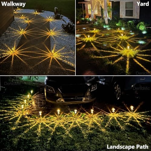 DenicMic Solar Garden Lights Outdoor Waterproof Warm White LED 15 Pack