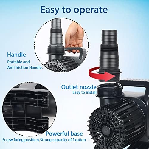 WaterRebirth 850W 12000 GPH Pond Pump, Ultra Quiet Heavy Duty Submersible Water Pump for Koi Ponds, Fountains, Aquariums & Waterfalls, 20.3 ft Power Cord, UL Listed