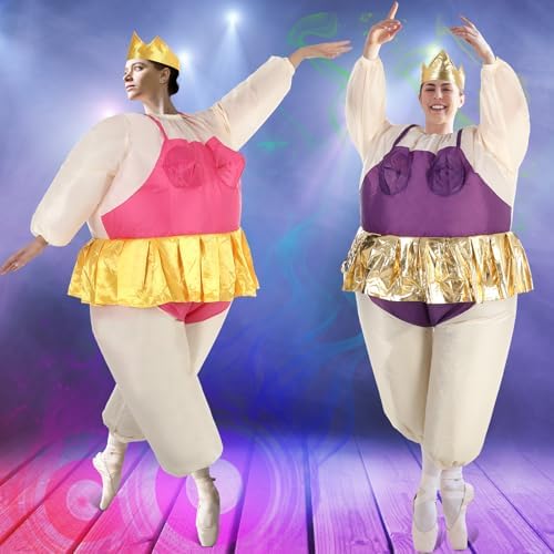 RoundFunny 2 Pcs Inflatable Ballerina Fat Suit Costume for Adults,Ballet