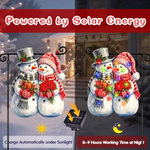 Lighted Christmas Garden Flag for Outside, Snowman, 12x18 In