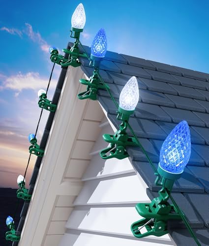 C9 Christmas Lights Outdoor, 102FT 150 LED String Lights with Spring Clips