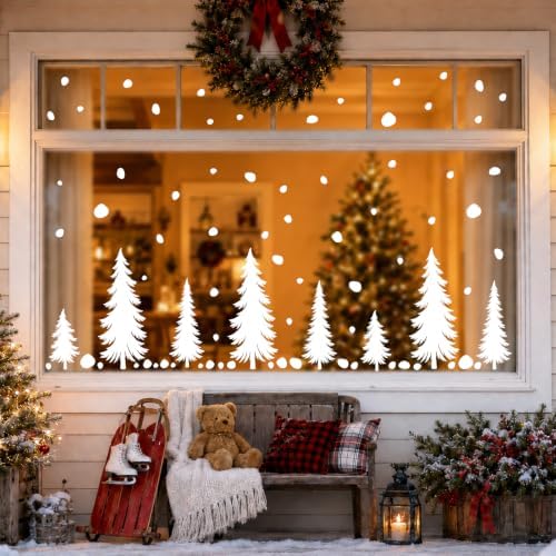 8 Sheets Christmas Window Clings Tree Decor, Christmas Decorations Stickers