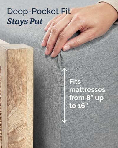Twin Size 3 Piece Sheet Set - Breathable & Cooling Sheets - Heathered Grey