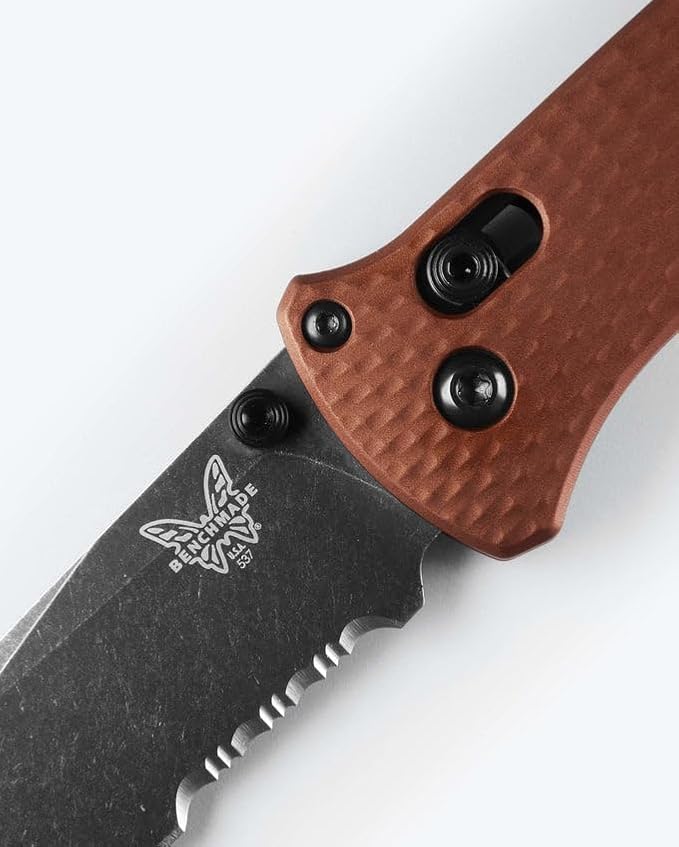 Benchmade Bailout Tactical Knife, S90V Steel Blade (537SBK-07) | Burnt Copper Aluminum handle, Tanto blade