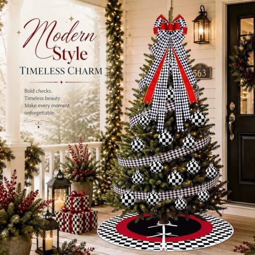 Sosation 29 Pcs Black White Checkered Christmas Tree Decor Complete Set