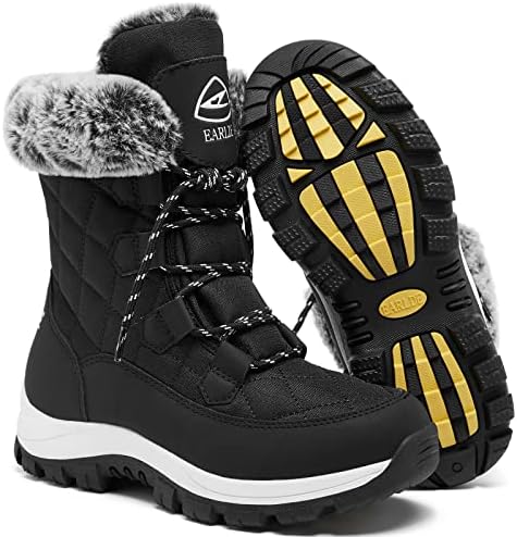 EARLDE Women's Snow Boots Waterproof Mid-Calf Winter Boots