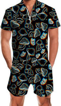 RAISEVERN Mens Romper Male Zipper Shorts Sleeve One Piece Bro Outfits