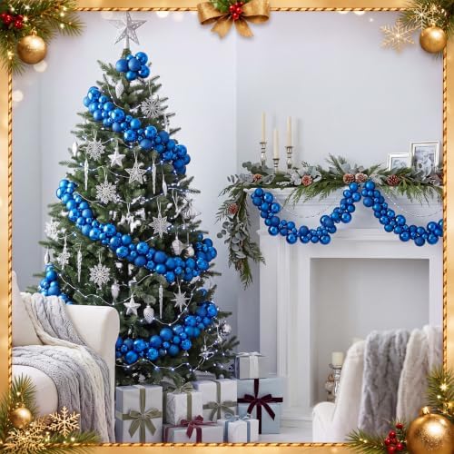 Silipull 5 Pcs 2.3 ft Large Christmas Ball Garland Ornaments, Blue
