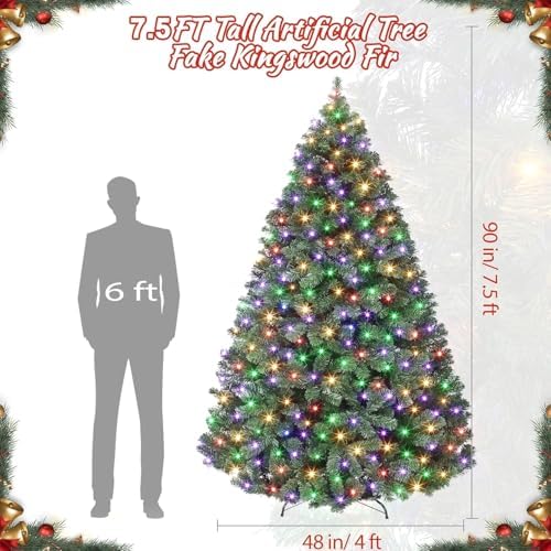 GarveeHome 7.5ft Prelit Artificial Christmas Tree with 300 Multi Lights