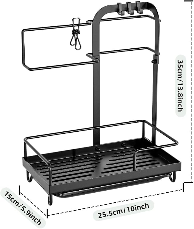 Sink Counter Organizers Rusts Iron Shelf Towel Rod Hook For Sponge Gloves Brush Cloth Drying Rack