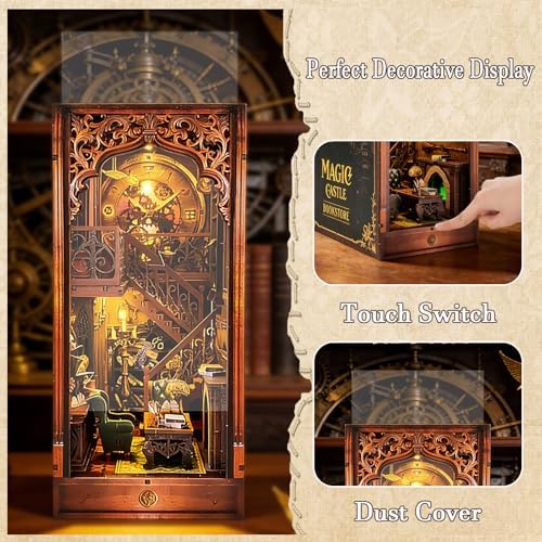OZJAY Book Nook Kit with LED, DIY Miniature House Kit Bookshelf Decor