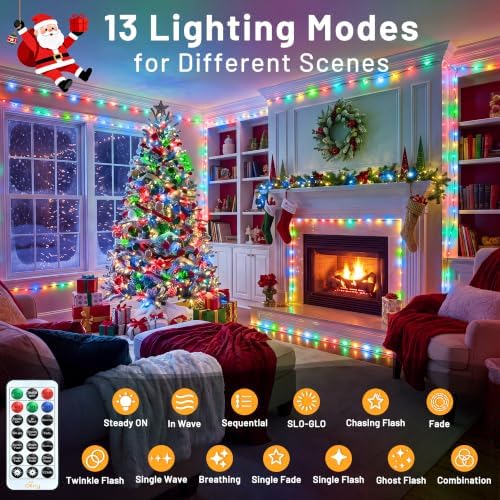 Ollny Christmas Lights Outdoor, 500 LED 164FT Multicolor Fairy Lights