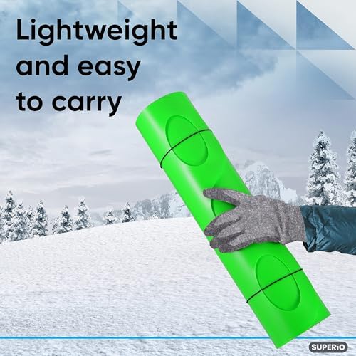 Superio Snow Slider Mat, Flexible Snow Sled Flying Carpet, Roll up Sleds for Kids 36" Lightweight Plastic Snowboard Sled (Green), 12 Pack