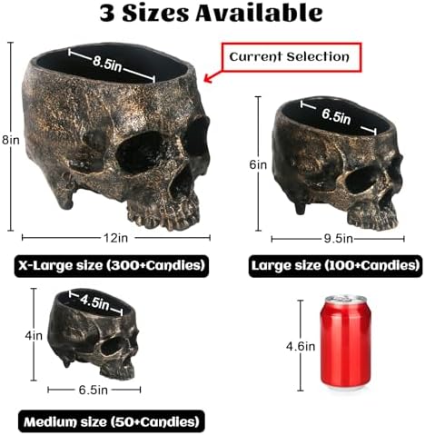 GameXcel Halloween Skull Candy Bowl - 8.5" Extra Large Candy Dish Holder