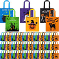 Sweetude 120 Pcs Halloween Tote Bags Bulk Trick Treat Bag with Handles Reusable Non Woven Halloween Treats Party Gift Favors Bags for Kids(Spider Pumpkin)