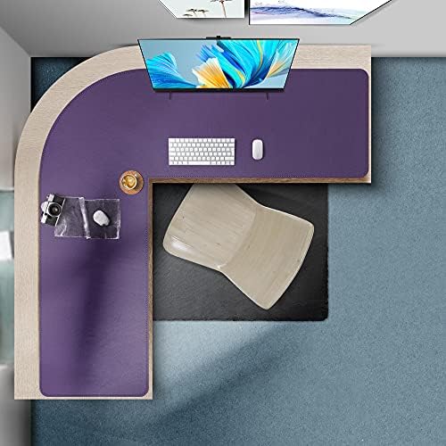 Mydours L-Shape Desk Pad, 54" x 54" x 16" PU Leather Corner Mat, Purple