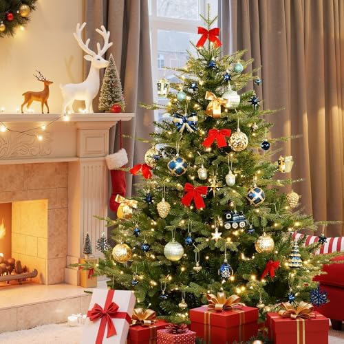 Alupssuc 82pcs Classic Christmas Balls Ornaments Set, Blue and Gold