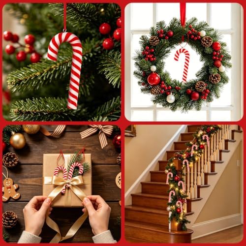 AUGSUN 16 Pcs Red and White Candy Cane Ornaments for Christmas Tree