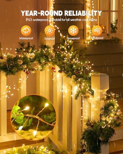 240 LED Solar Fairy Lights Outdoor Waterproof IP65, 20FT 8 Lighting Modes