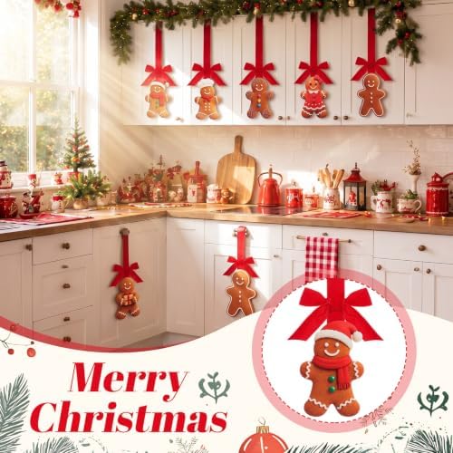 8 Pcs Christmas Kitchen Hanging Ornament, Velvet, Gingerbread Man