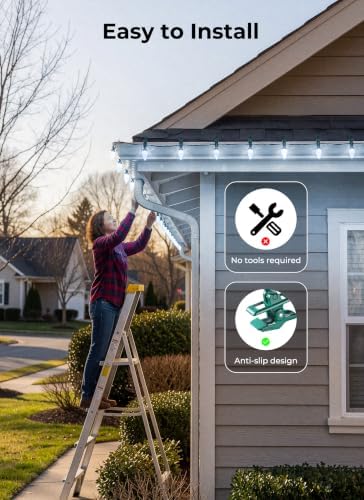 Brightown Christmas Lights Outdoor, 102FT 150LED C9 String Light with Clips