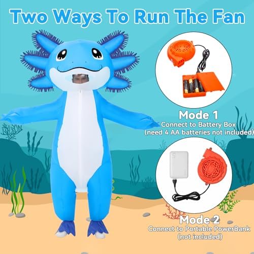 Stegosaurus 2 Pack Inflatable Axolotl Costumes for Adult Deluxe Halloween Air Blow-up Costumes Couples Halloween Costumes for Adults Funny