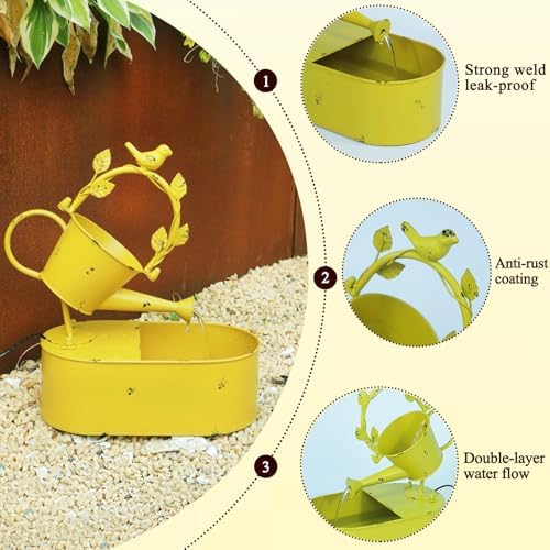 Metal Solar Water Fountain with Backup Battery, Solar Bird Bath Fountain
