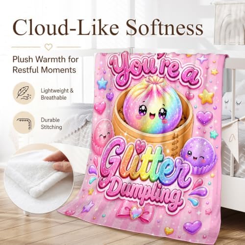 Kids Blanket 40" x 50" Girls Throws, Dumpling Blanket Cute Squishy Throw