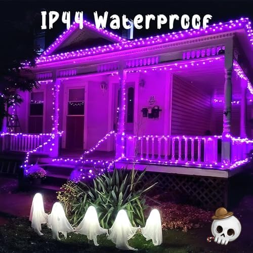 OZS Connectable 2-Pack 164Ft 400LED Halloween String Lights, Purple