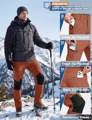 TACVASEN Men's Winter Snow Ski Pants Fleece Lined Waterproof Hiking Work