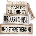 Lineshading 4 Pcs Christian Table Decor for Home, Scripture Wood Sign
